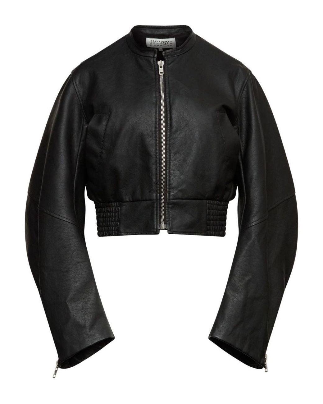 MM6 by Maison Margiela Black Leather Effect Bomber Jacket