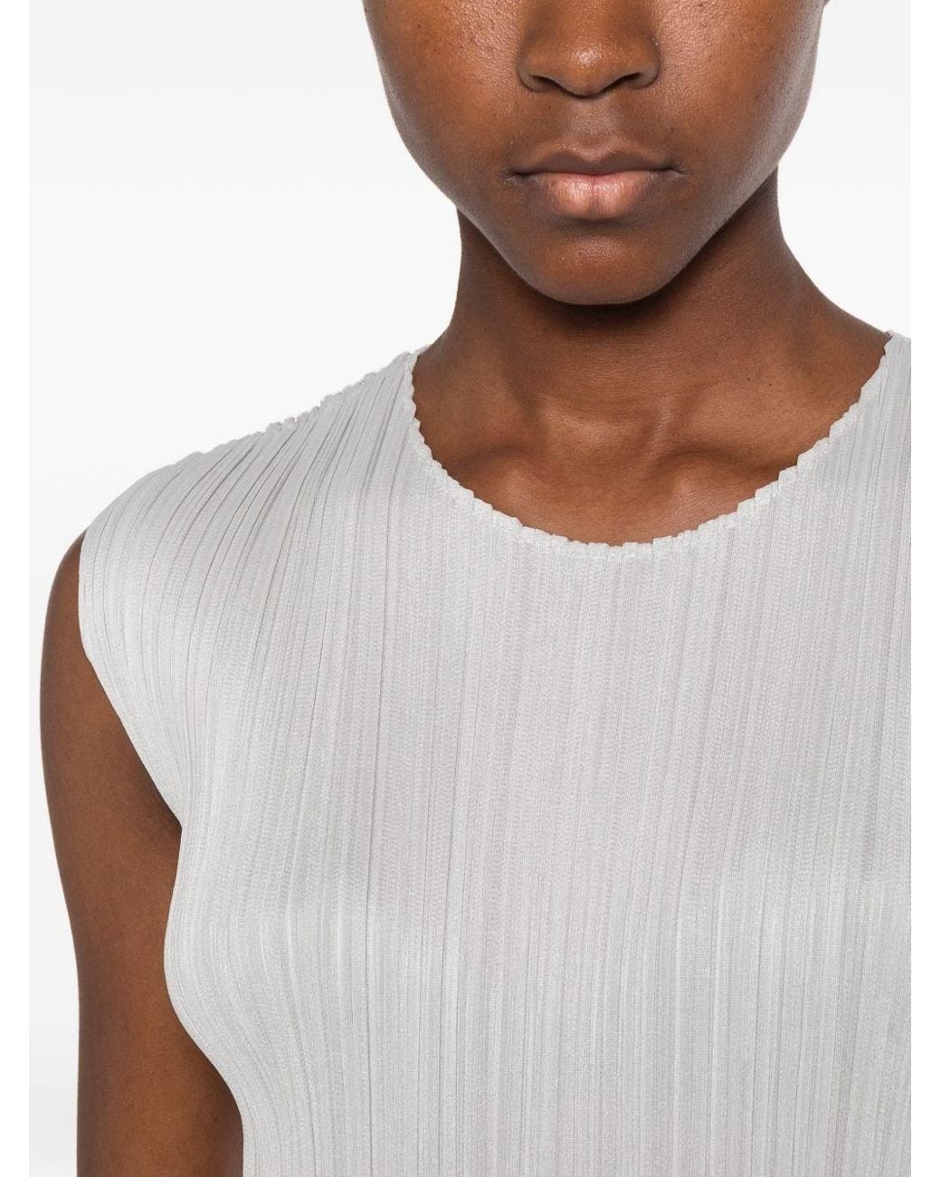 Pleats Please Issey Miyake White Pleated Short Dress
