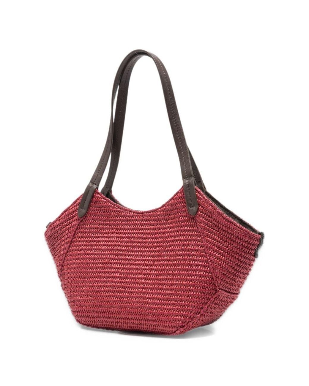 Brunello Cucinelli Red Cotton Blend Tote Bag