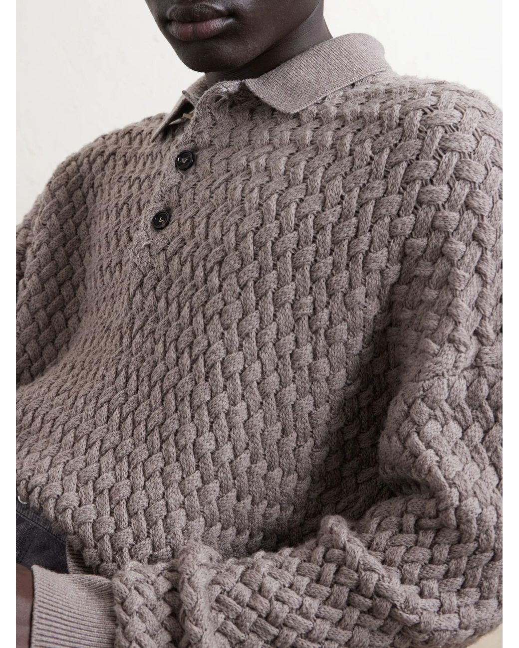 Bottega Veneta Gray Wool Polo Shirt for men