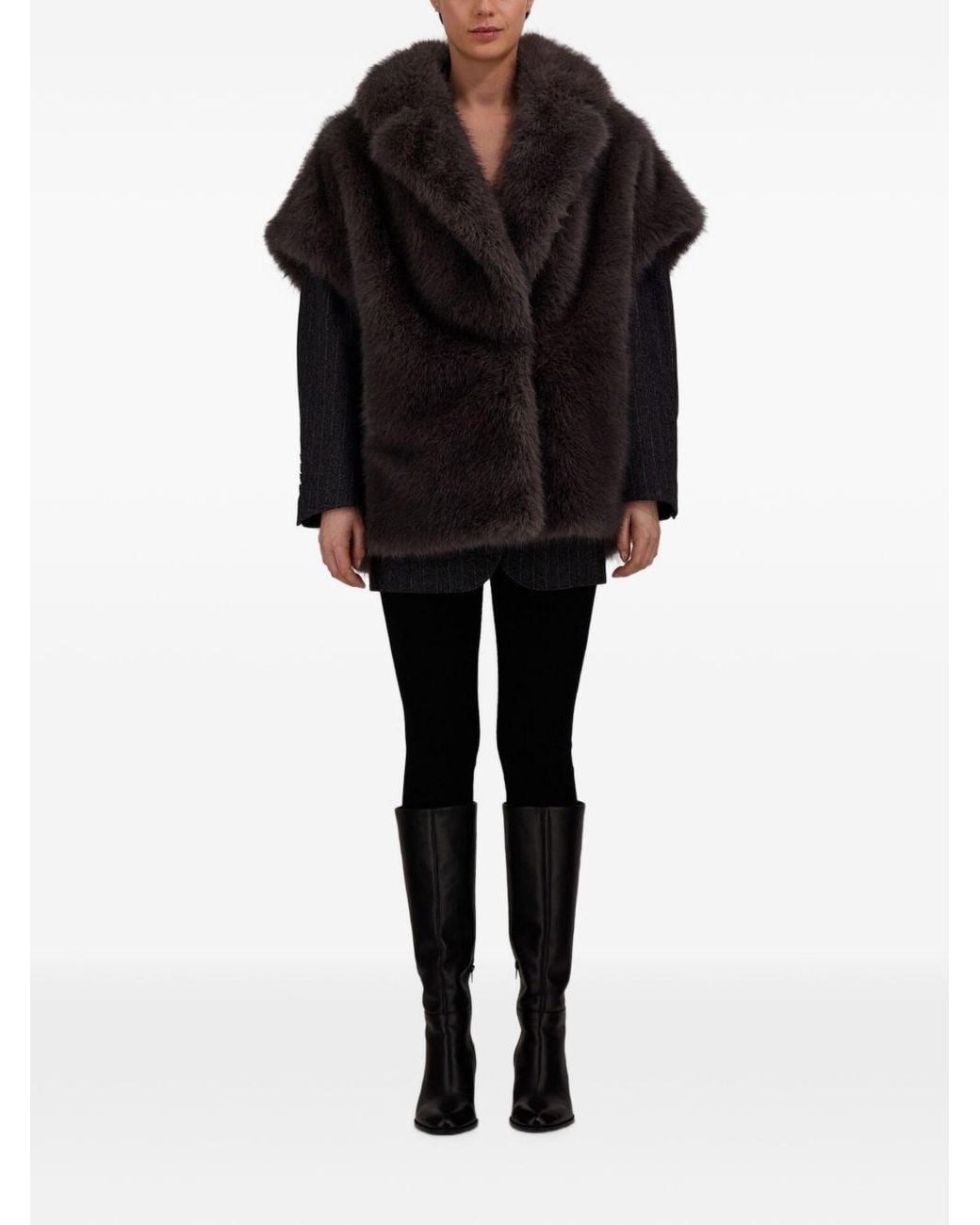 Herno Black Faux-Fur Vest, Gilets