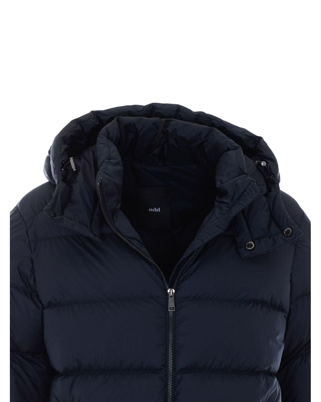 Add Blue Hooded Zip-Up Down Jacket for men