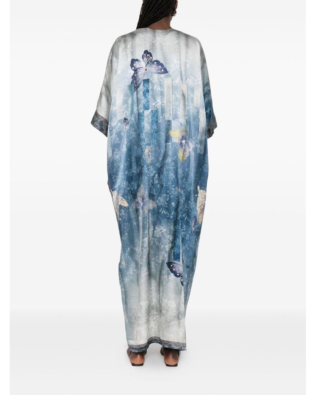 Pierre Louis Mascia Blue Printed Silk Dress