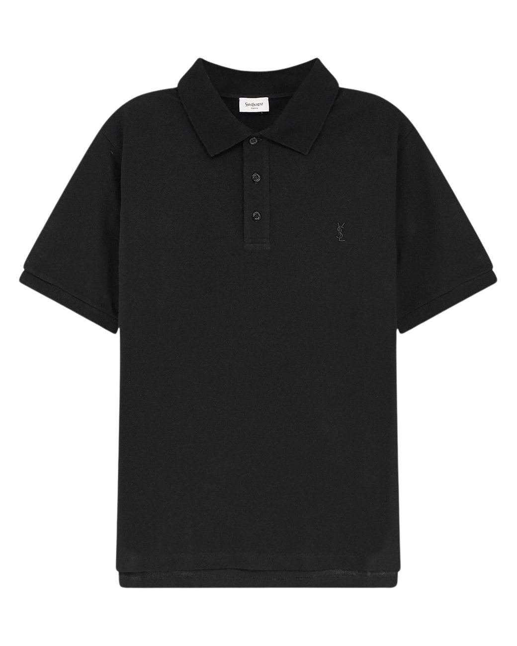 Saint Laurent Black Polo Shirt With Cassandre Embroidery for men