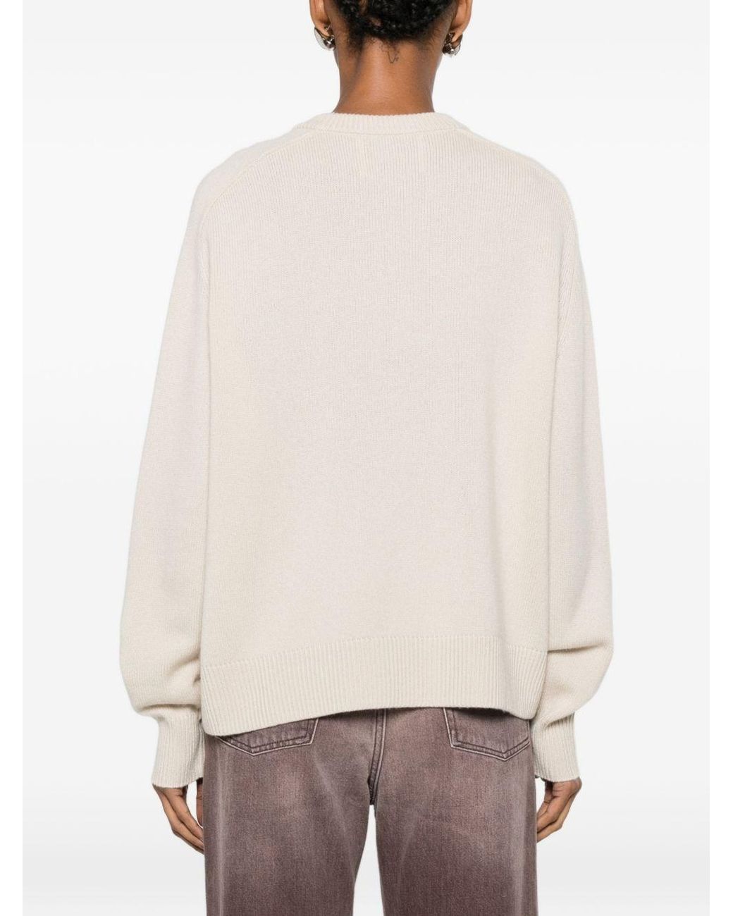 Soft Goat White Wool Crewneck Jumper