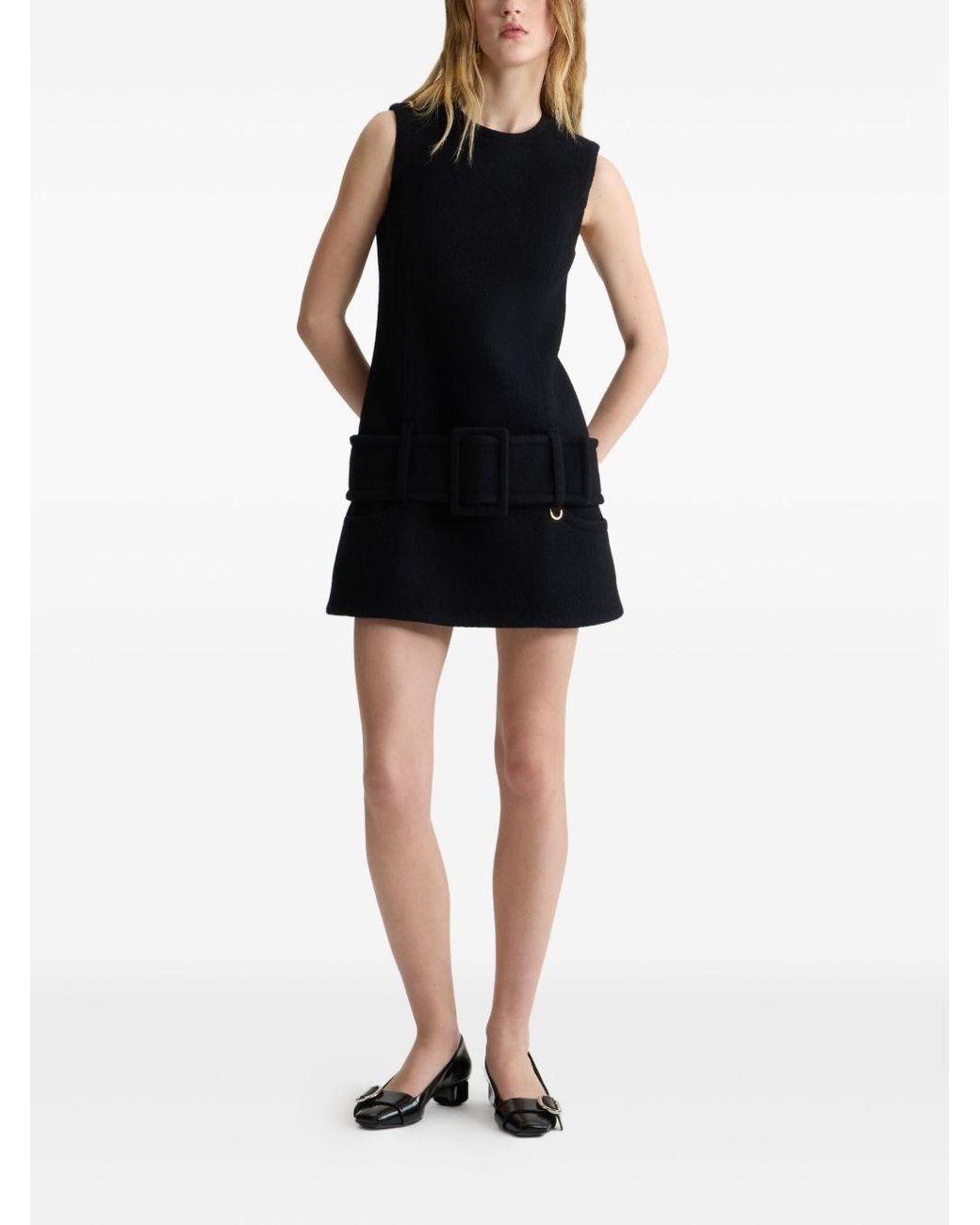 Patou Black Boiled Wool Mini Dress