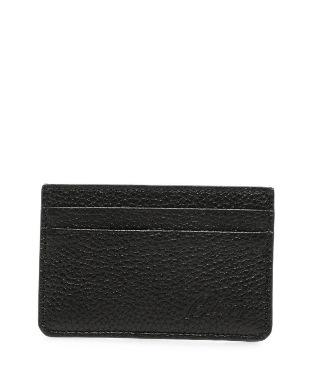 Brioni Black Leather Credit Card Case for men