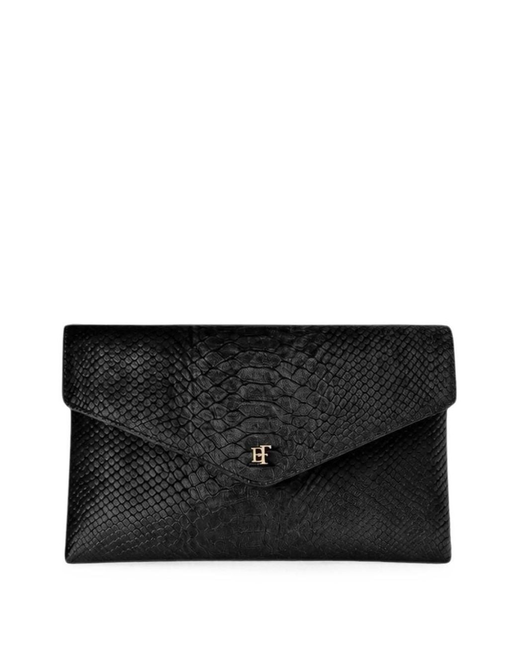 Elisabetta Franchi Black Flap Clutch By