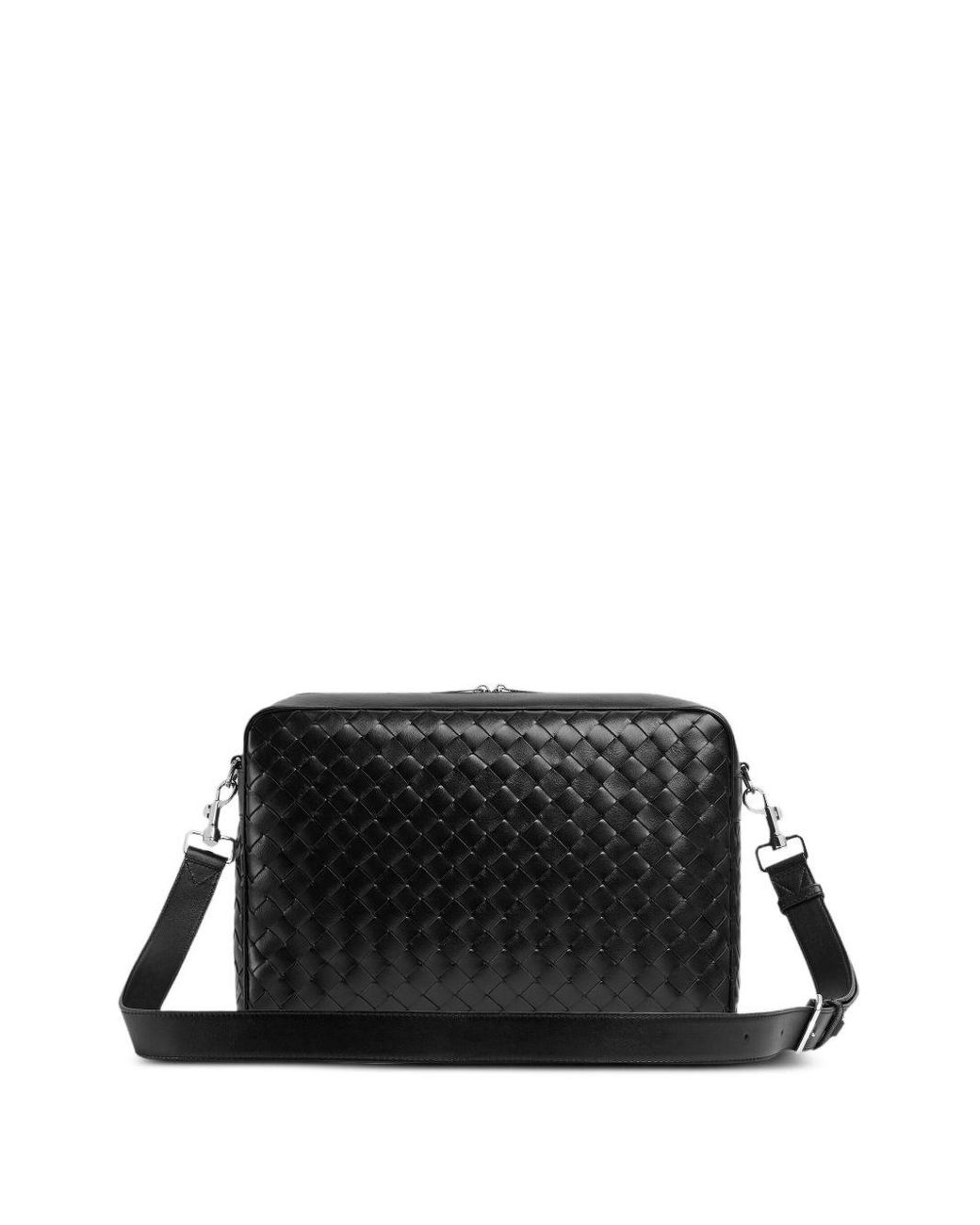 Bottega Veneta Black Avenue Intrecciato Messenger Bag for men