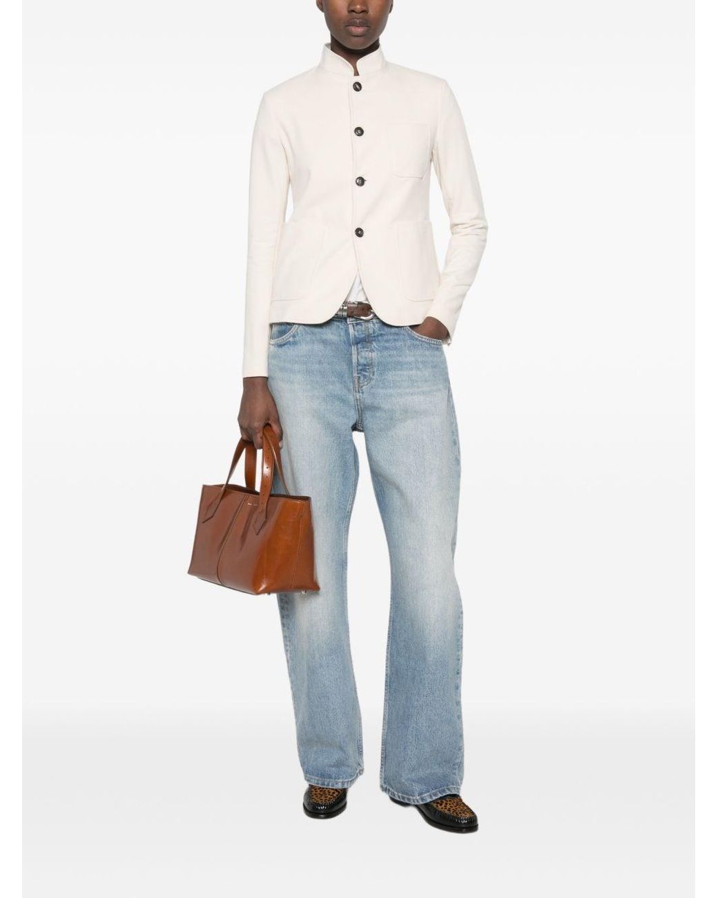 Circolo 1901 White Cotton Slim Fit Jacket