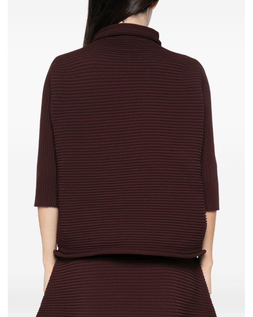 Pleats Please Issey Miyake Purple Pleated High-Neck Top