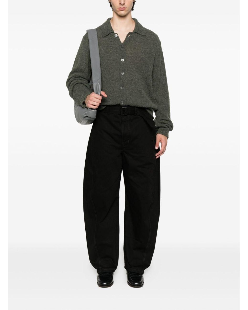 Lemaire Black Twisted Belted Trousers for men