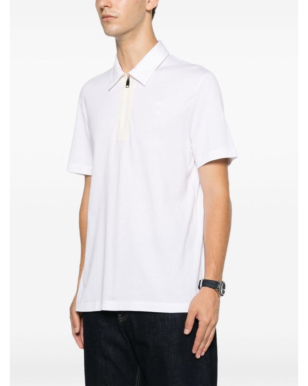 Brioni White Cotton Polo Shirt for men