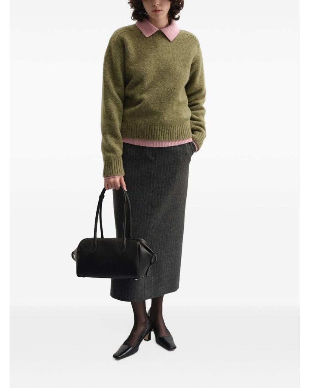 DUNST Gray Wool Blend Long Skirt