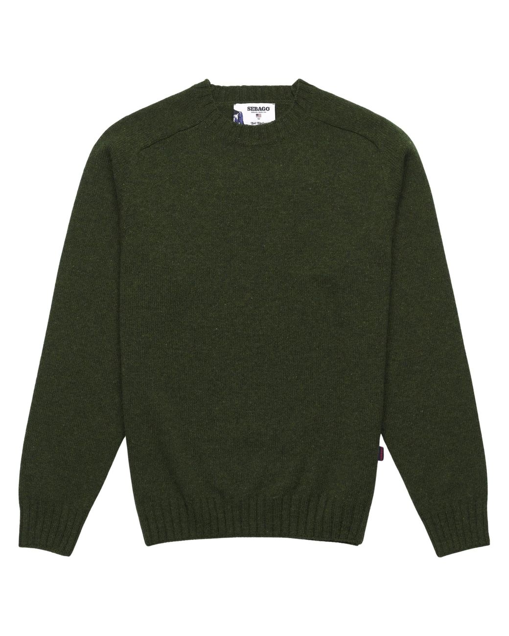 Sebago Green Forest Wool Leisure Jumper With Raglan Sleeves for men