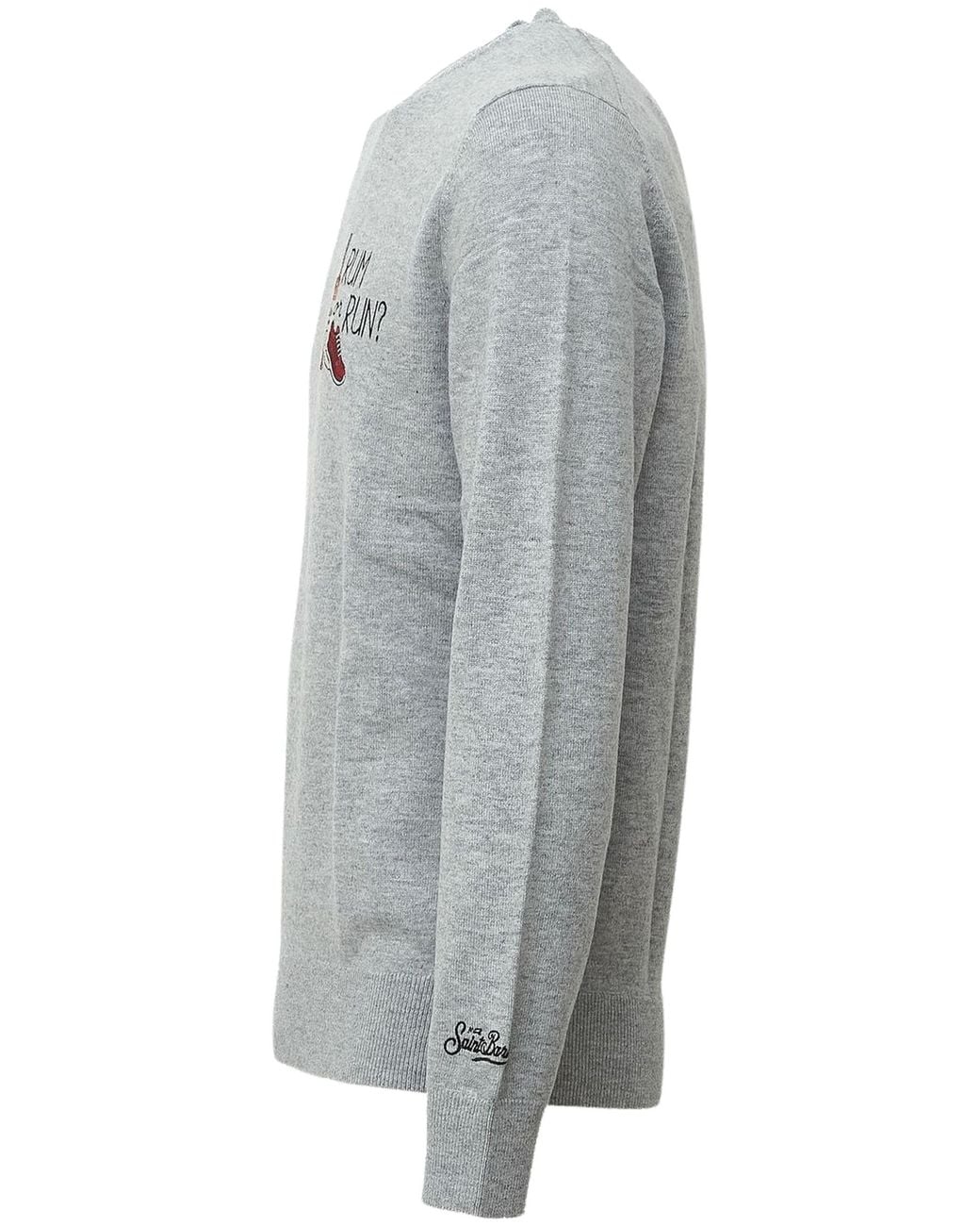 Mc2 Saint Barth Gray Heron Embroidered Sweater for men