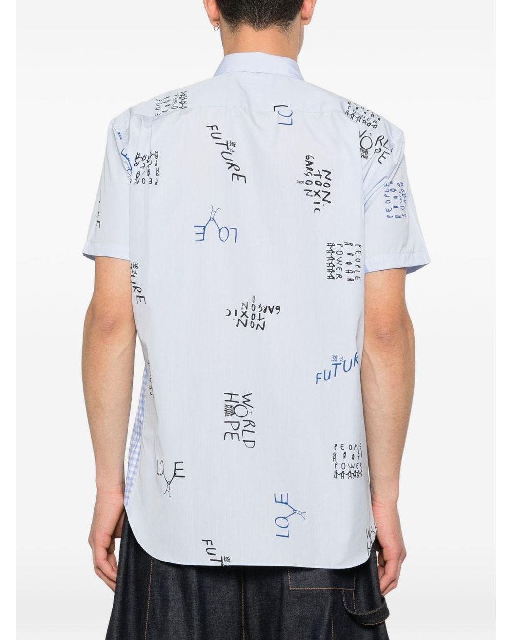 Comme des Garçons Blue Shirt With All-Over Print for men