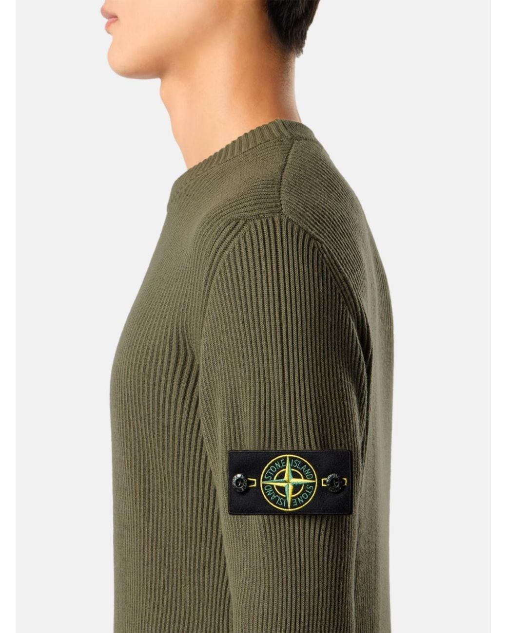 Stone Island Green Wool Sweater for men