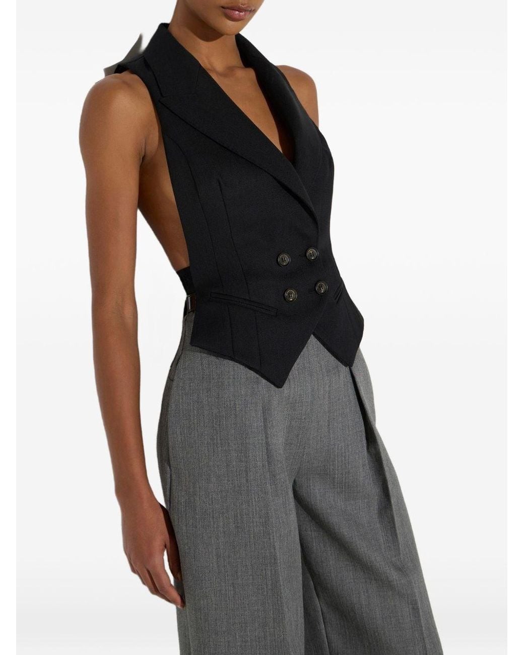 Elisabetta Franchi Blue Wool Double-Breasted Vest