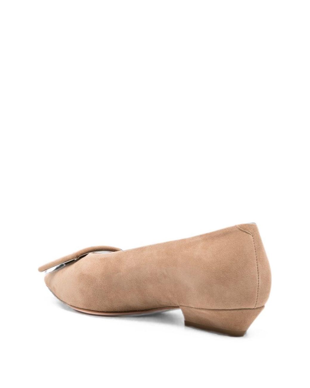 Roger Vivier Natural Pointy Covered Leather Ballets