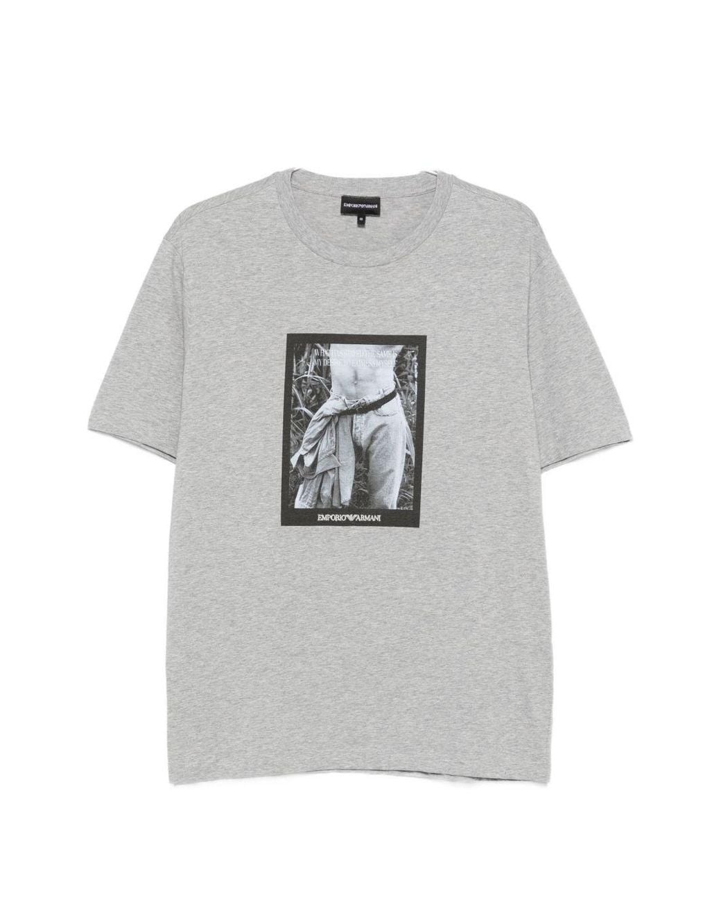 Emporio Armani Gray Printed Cotton T-Shirt for men