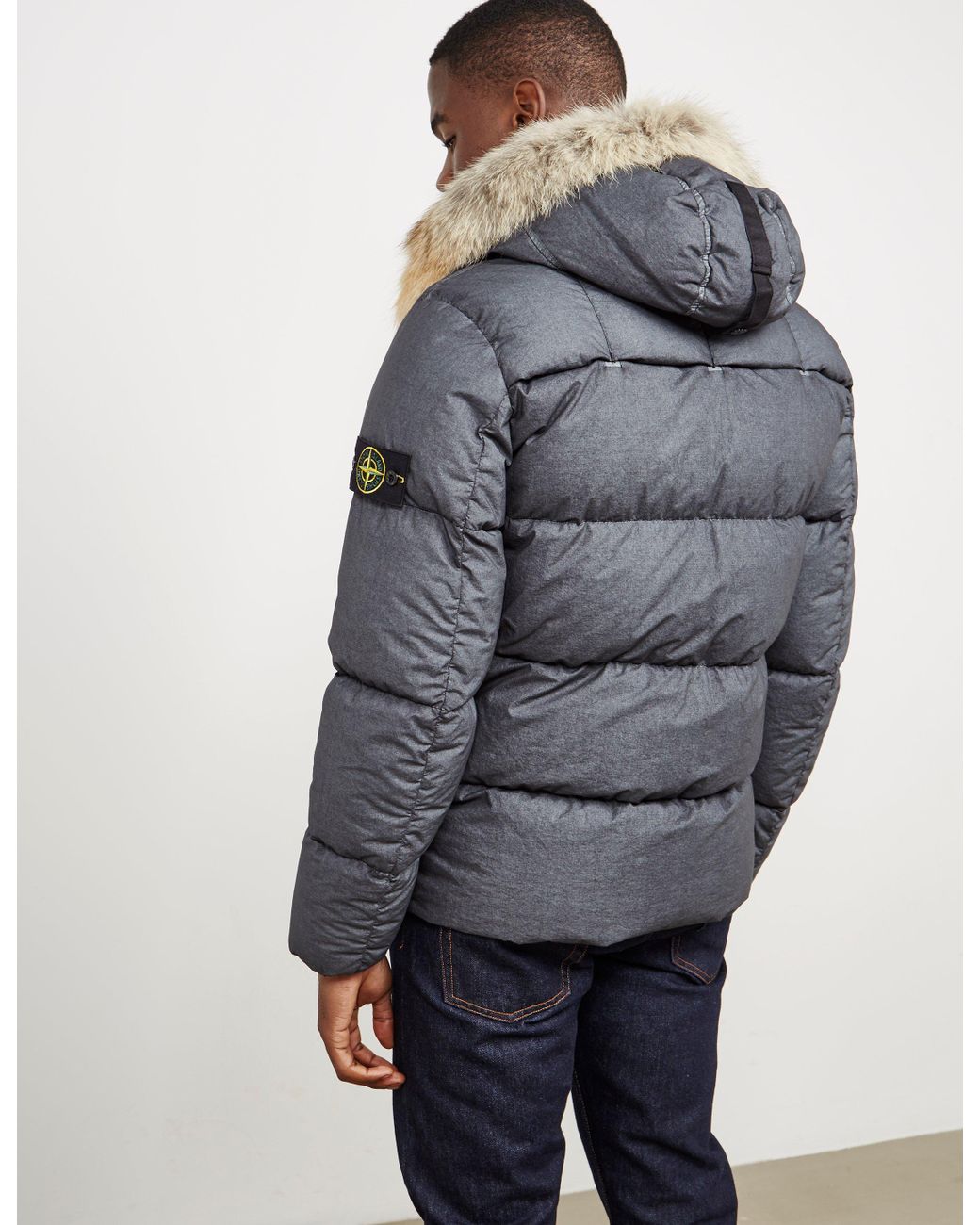 Stone Island Mens Resin Padded Fur Jacket Grey in Gray for Men | Lyst