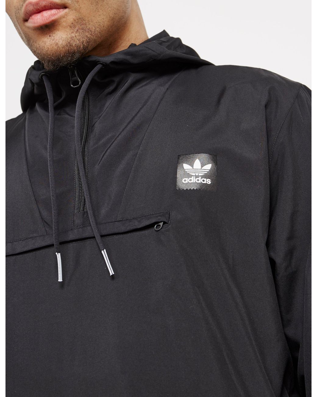adidas Originals Synthetic Mens Half Zip Hip Lightweight Jacket Black/black  for Men | Lyst
