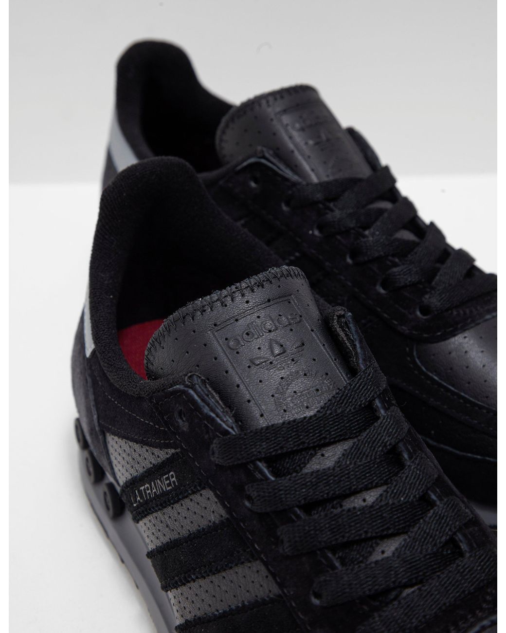 adidas Originals Mens La Trainer Leather Black for Men | Lyst