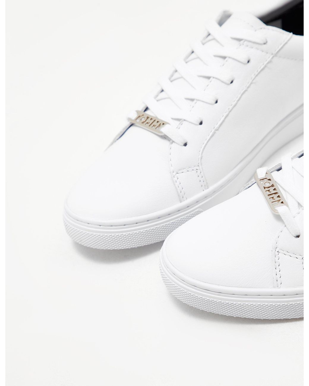 Tommy Hilfiger Leather Essential Sneakers White | Lyst