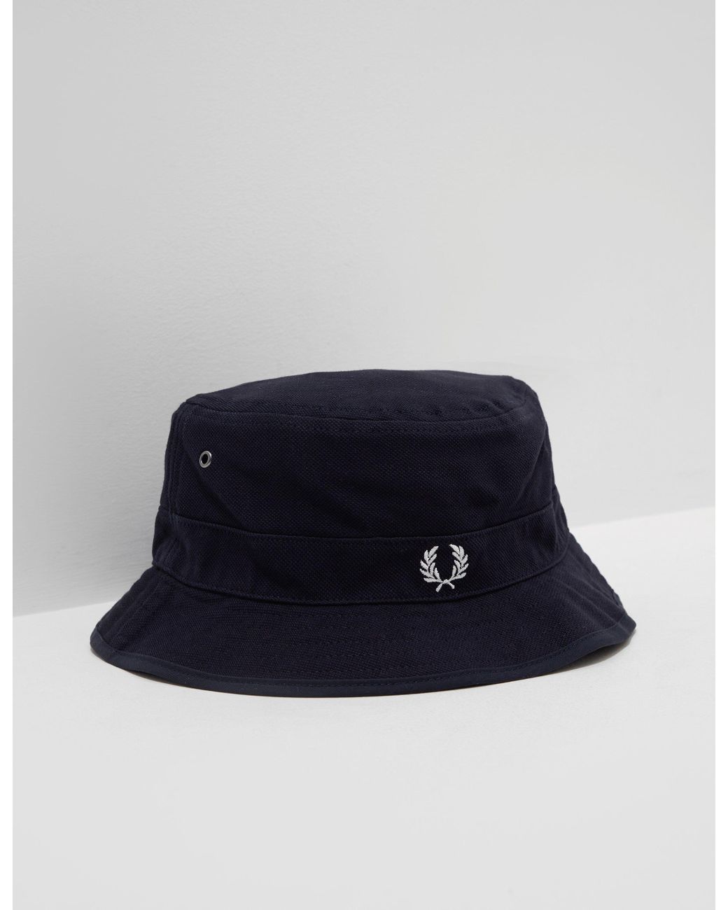 Fred Perry Cotton Mens Pique Reversible Bucket Hat Navy Blue for Men