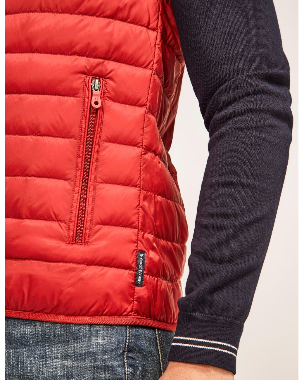armani gilet red