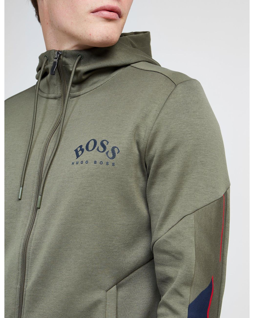 BOSS by HUGO BOSS Saggy Hatch Full Zip Hoodie Olive/olive in Green for Men  | Lyst