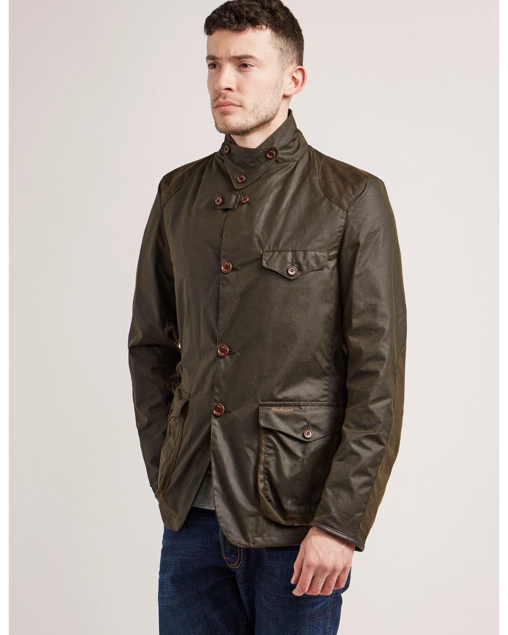 Barbour Cotton Beacon Sports Wax Jacket in Olive (Green) for Men | Lyst