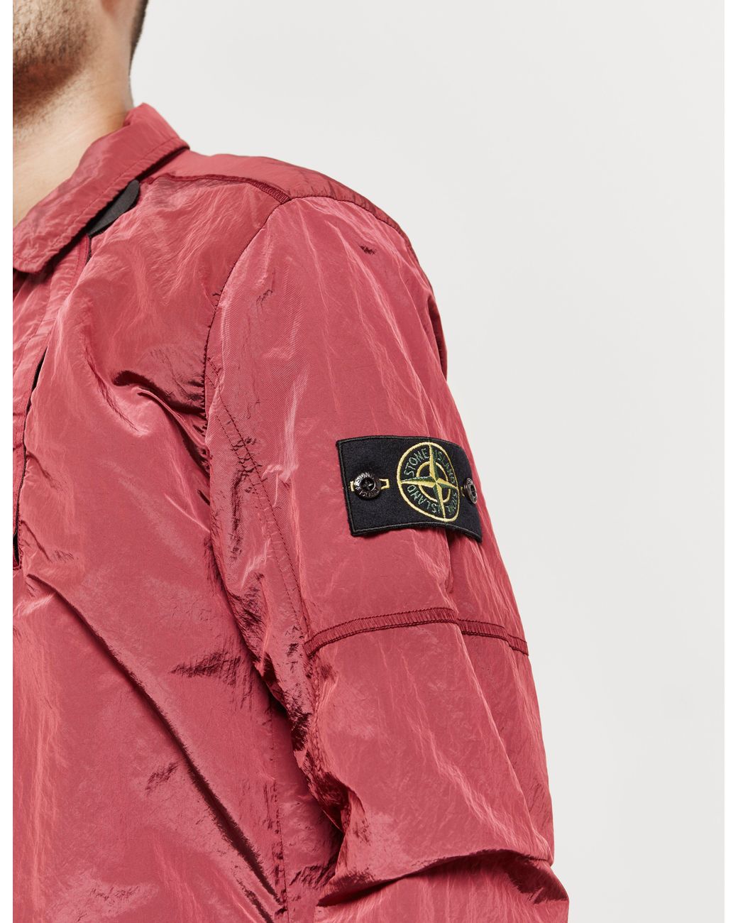 Mens Nylon Metal Overshirt Red for Men 