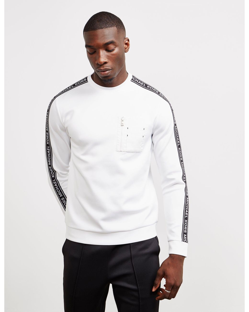 Michael Kors Synthetic Mens Tape Sweatshirt White for Men | Lyst