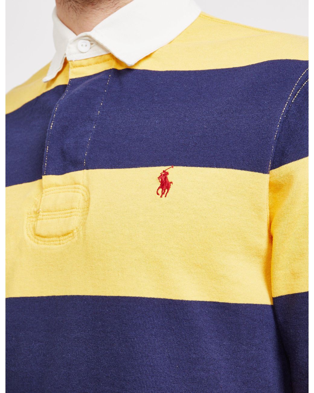 Polo Ralph Lauren Stripe Rugby Long Sleeve Polo Shirt Yellow for Men | Lyst