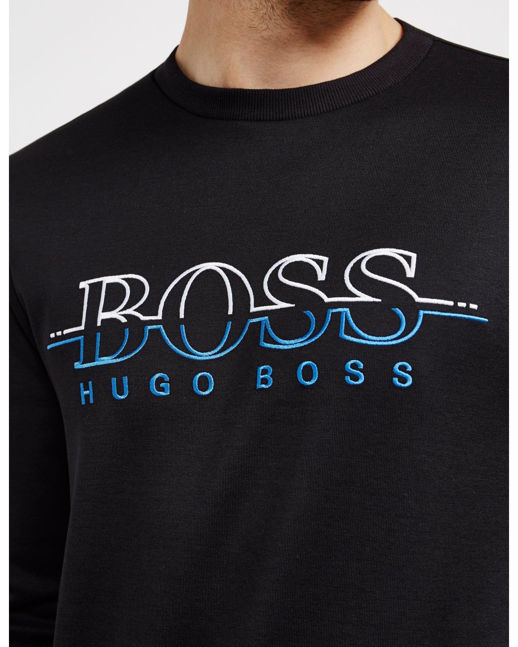 BOSS by HUGO BOSS Salbo Crew Neck Sweatshirt Black for Men | Lyst UK