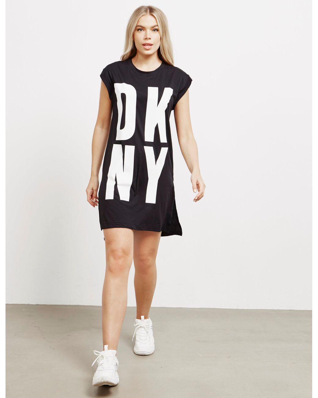 DKNY Explo Logo T-shirt Dress Black | Lyst