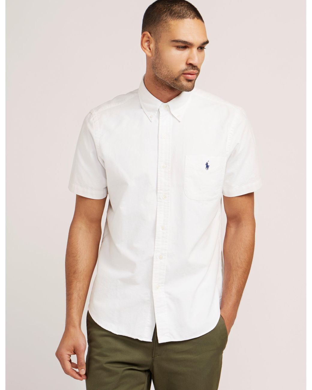 Polo Ralph Lauren Mens Oxford Short Sleeve Shirt White for Men | Lyst