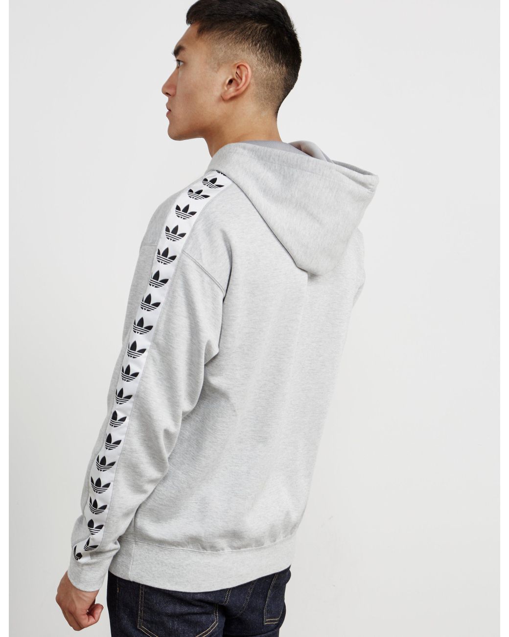 adidas Originals Fleece Mens Tape Overhead Hoodie Grey in Gray for Men |  Lyst