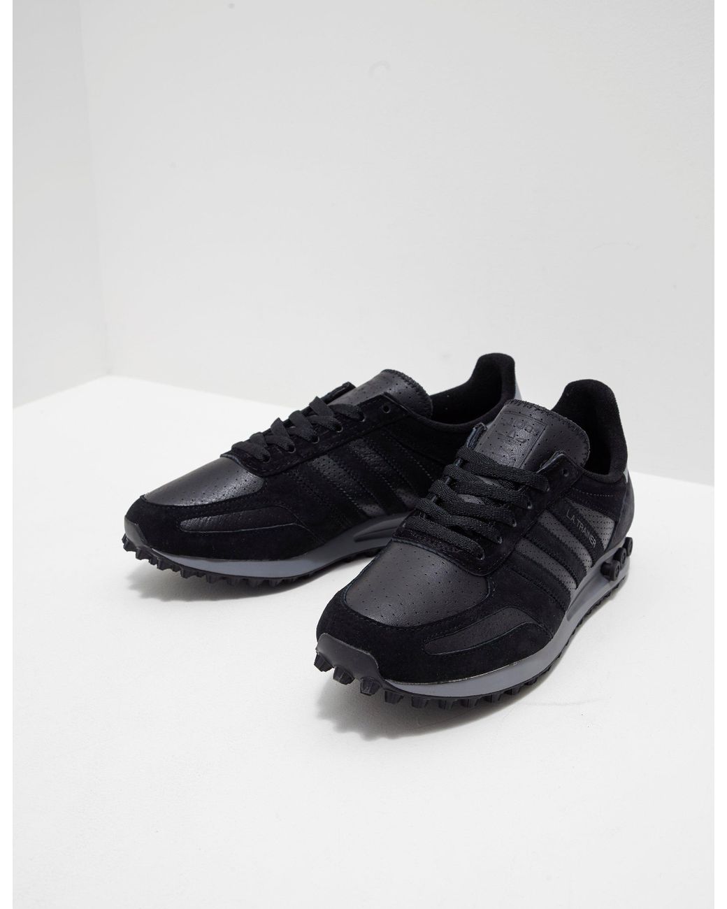 adidas Originals La Trainer Leather Black for Men | Lyst