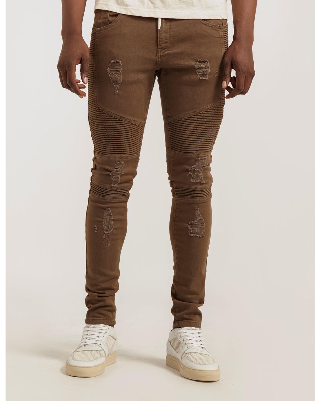 Represent Denim Mens Biker Jeans Olive 
