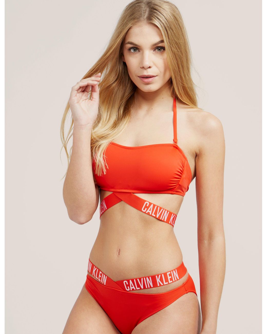 Calvin Klein Intense Power Bandeau Bikini Top in Orange | Lyst UK