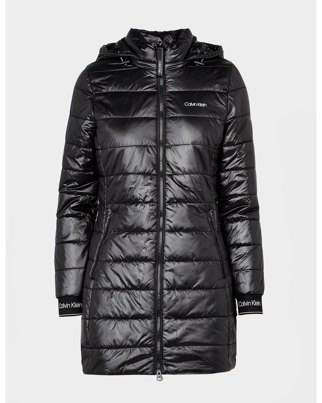 Calvin Klein Essential Serena Long Puffer Jacket in Black | Lyst
