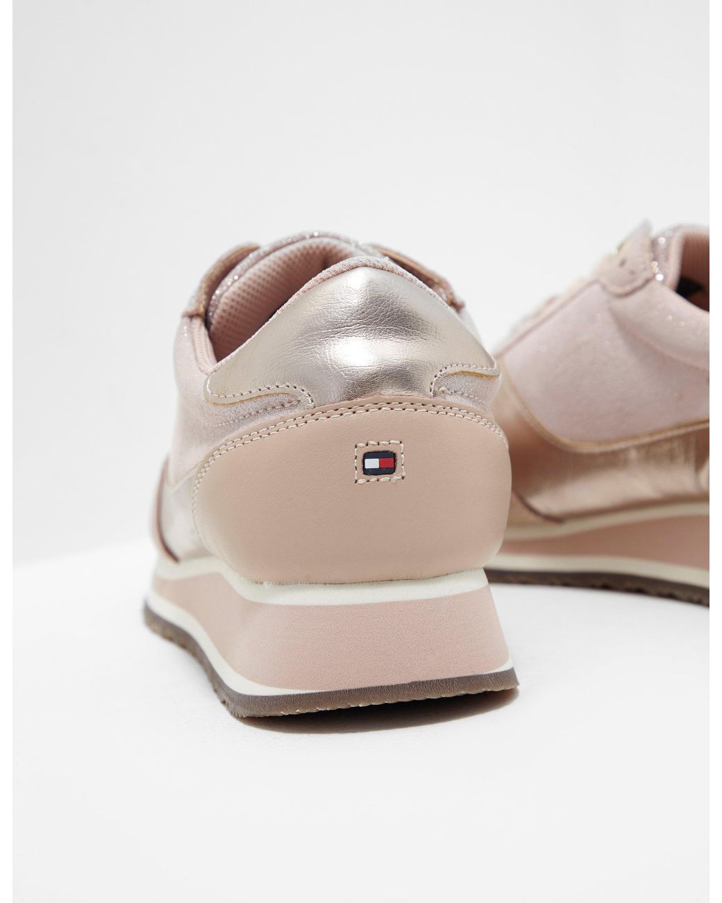 Tommy Hilfiger Metallic Retro Trainers Pink | Lyst