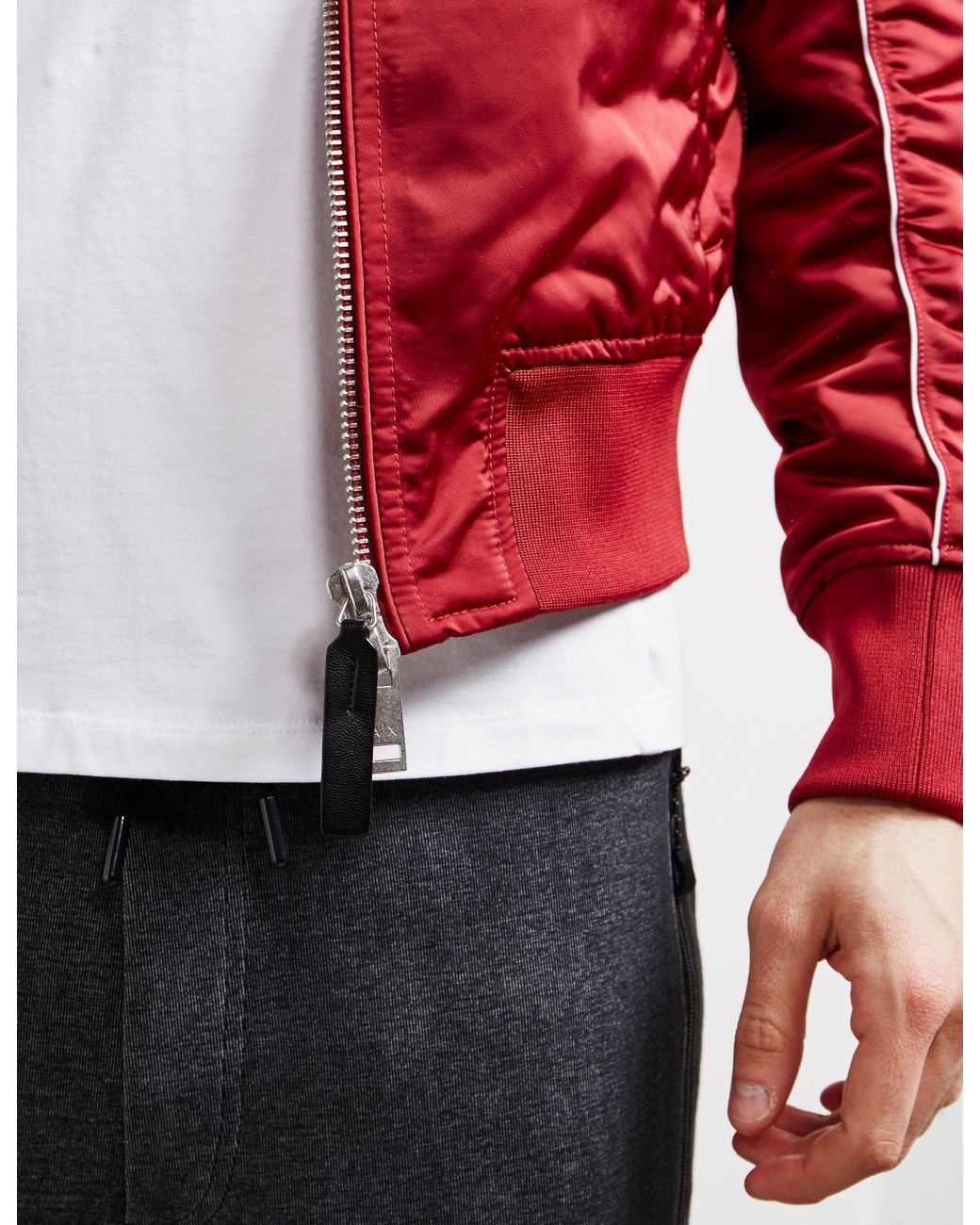 Armani Exchange Satin Bomber Jacket Red 