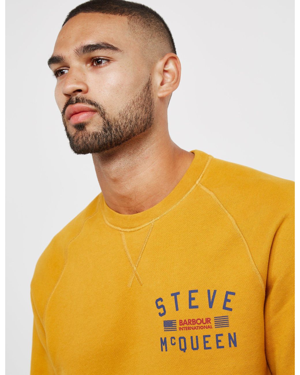 Barbour Cotton International X Steve Mcqueen Crew Sweatshirt Yellow for Men  | Lyst