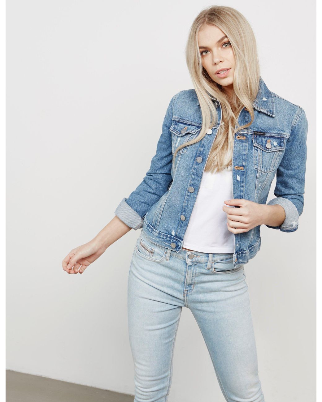 Calvin Klein Womens Trucker Denim Jacket Blue | Lyst Canada