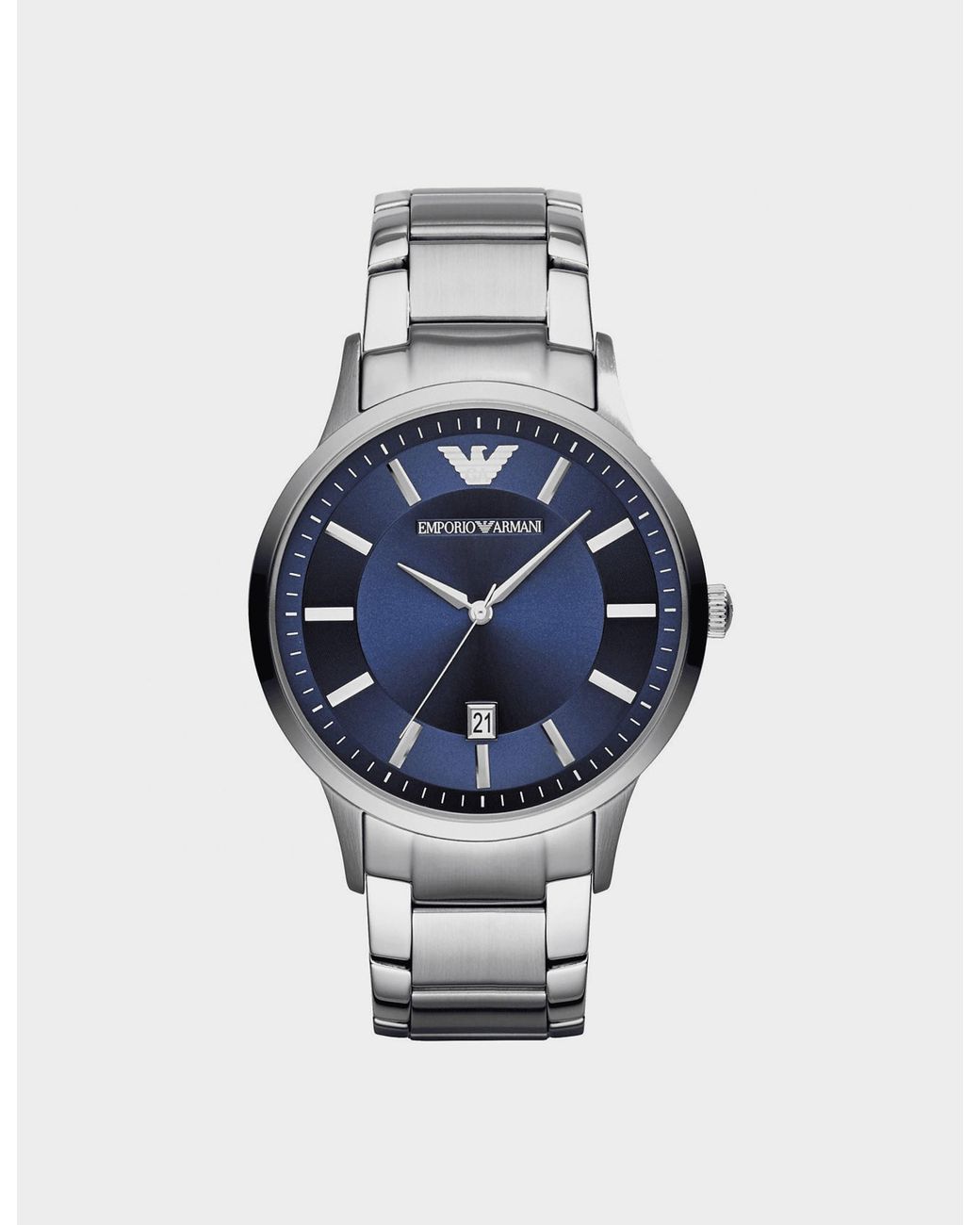 Emporio Armani Watch in Silver/Blue (Blue) for Men | Lyst