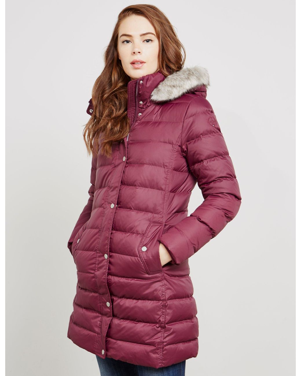 Tommy Hilfiger Womens Tyra Long Padded Jacket Red | Lyst